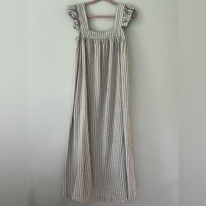 Target green and off White Striped Maxi Dress